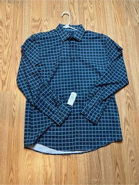 Nautica Navy with Light Blue Grid Dress Shirt
